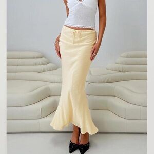 NWOT Mercer linen blend maxi skirt lemon.